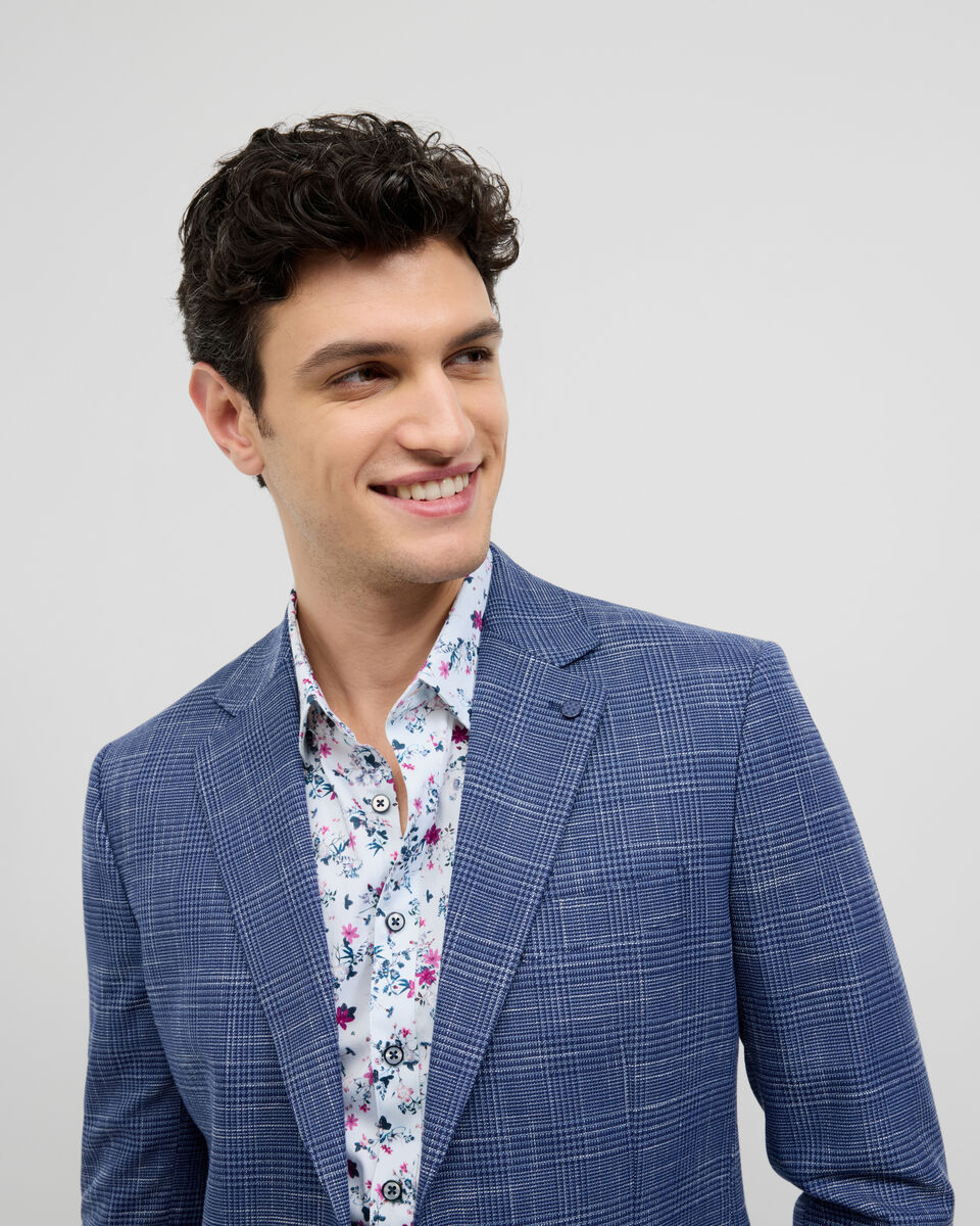 Prince of Wales Check Blazer, Navy, hi-res